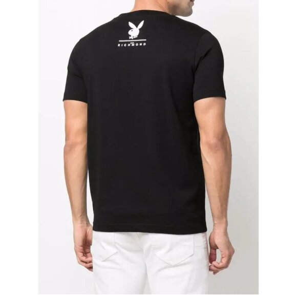 John Richmond x Playboy Logo Print T-Shirt in Black - Picture 5 of 11